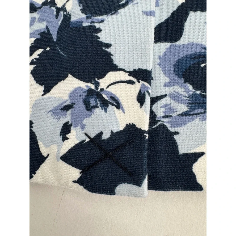 Amanda + Chelsea Womens Blue Floral Pencil Skirt Sz 10 Stretch Knee Length
